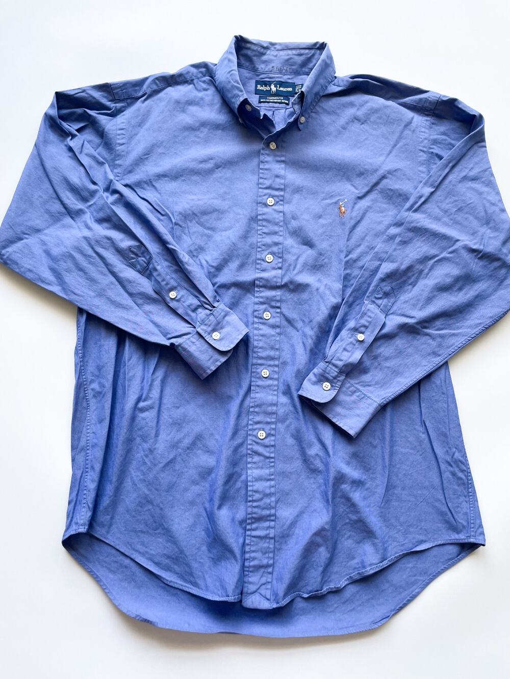 Men's Polo Ralph Lauren Yarmouth Oxford Blue Dress Shirt Natural Pony 16-33
